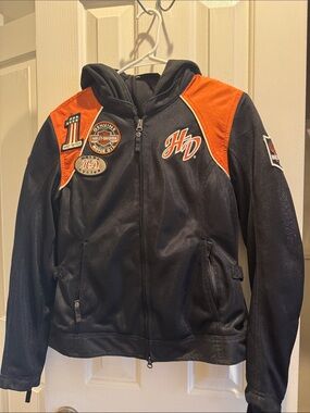 Harley-Davidson Women’s 2 piece Black Jacket with Orange Panels